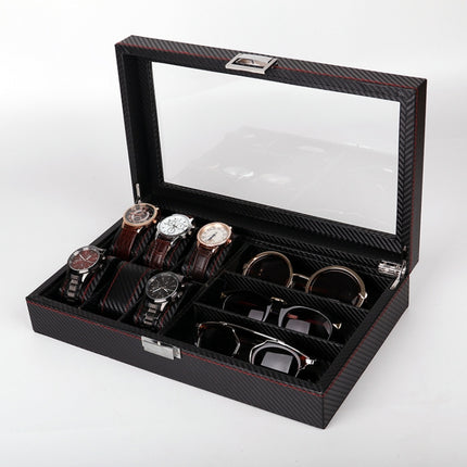 Carbon Fiber PU Leather Watch Box Jewelry Storage Box Packaging Box, Style: