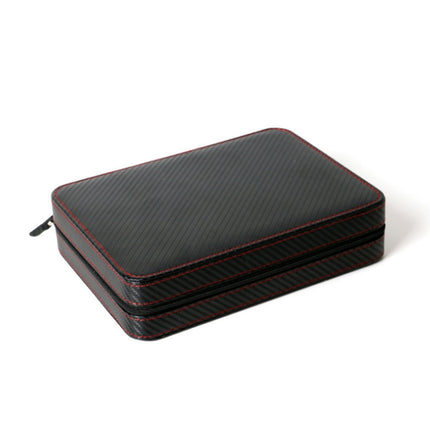 PU Leather Full Carbon Fiber Zipper Watch Bag Watch Storage Display Box, Style: