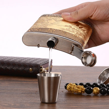Portable Stainless Steel Hip Flask Set With Wine Glass Funnel, Style: