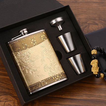 Portable Stainless Steel Hip Flask Set With Wine Glass Funnel, Style:
