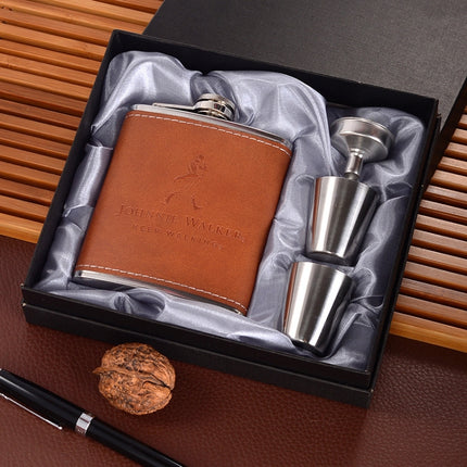 Portable Stainless Steel Hip Flask Set With Wine Glass Funnel, Style: