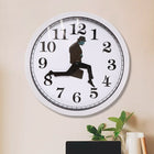 Walking Clock Businessman Briefcase Glass Wall Clock Personality Clock Decoration Round Clock