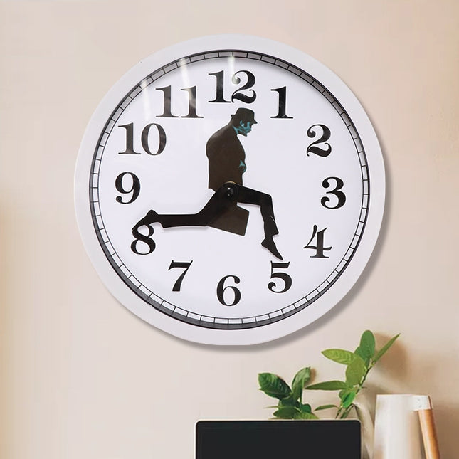 Walking Clock Businessman Briefcase Glass Wall Clock Personality Clock Decoration Round Clock
