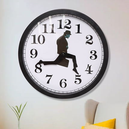 Walking Clock Businessman Briefcase Glass Wall Clock Personality Clock Decoration Round Clock