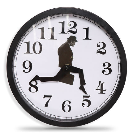 Walking Clock Businessman Briefcase Glass Wall Clock Personality Clock Decoration Round Clock