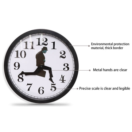 Walking Clock Businessman Briefcase Glass Wall Clock Personality Clock Decoration Round Clock