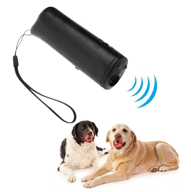 LED Flashlight Ultrasonic Dog Repeller Portable Dog Trainer, Single-headed Black, Single-headed Yellow, Double black - DealBuddy