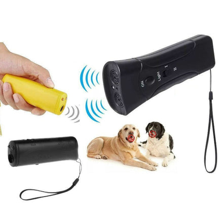 LED Flashlight Ultrasonic Dog Repeller Portable Dog Trainer, Single-headed Black, Single-headed Yellow, Double black - DealBuddy