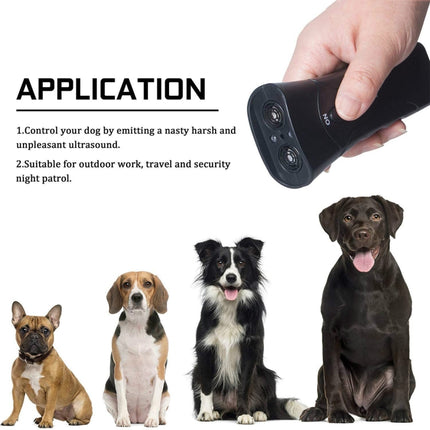 LED Flashlight Ultrasonic Dog Repeller Portable Dog Trainer, Single-headed Black, Single-headed Yellow, Double black - DealBuddy