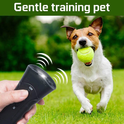LED Flashlight Ultrasonic Dog Repeller Portable Dog Trainer, Single-headed Black, Single-headed Yellow, Double black - DealBuddy