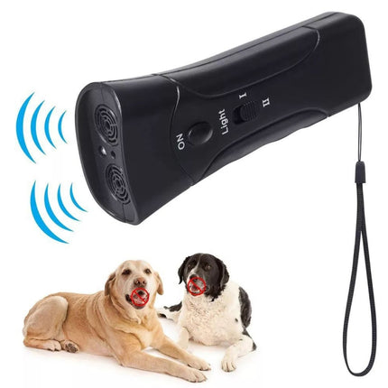 LED Flashlight Ultrasonic Dog Repeller Portable Dog Trainer, Single-headed Black, Single-headed Yellow, Double black - DealBuddy
