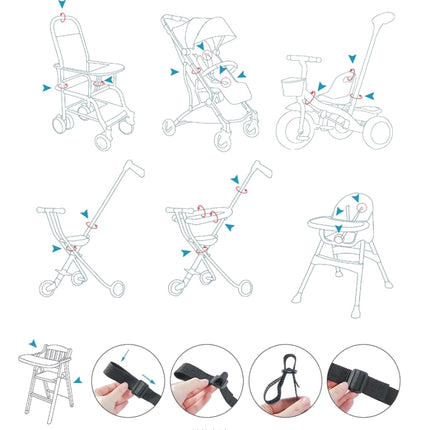 Baby Dining Chair Stroller Safety Strap Five-Point  Type A Version + Fixed Strap + Thick Shoulder Pad + Large Crotch Protector