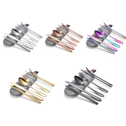 7 in 1 Cutlery Spoon Chopsticks And Straw Set Stainless Steel Portable Cutlery Set, Silver + Light Bag, Gold+ Light Bag, Rose+ Light Bag, Symphony + Light Bag, Black+ Light Bag, Silver + Deep Bag, Gold  + Deep Bag, Rose  + Deep Bag, Symphony + Deep Bag... - DealBuddy