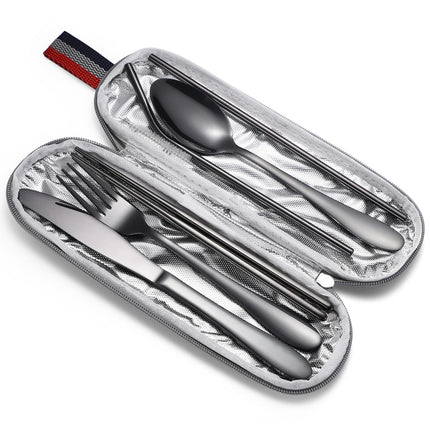 7 in 1 Cutlery Spoon Chopsticks And Straw Set Stainless Steel Portable Cutlery Set
