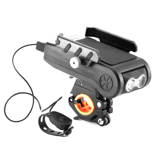 BG-2021 Bicycle Front Light 4 In 1 Mobile Phone Holder Horn Light Mountain Bike Front Light - DealBuddy