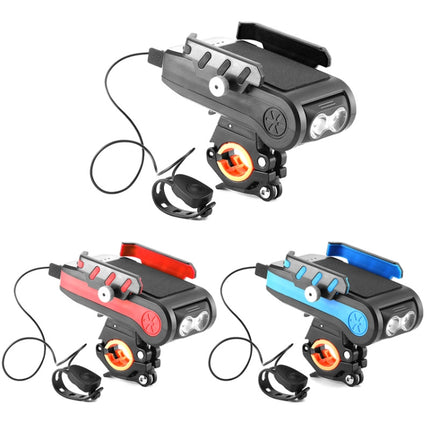 BG-2021 Bicycle Front Light 4 In 1 Mobile Phone Holder Horn Light Mountain Bike Front Light - DealBuddy