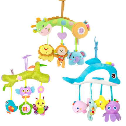 Baby Toys 0-1 Year Old Animal Bed Bells Soothing Plush Toys Baby Rattles Baby Carriage Hanging