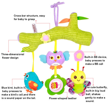 Baby Toys 0-1 Year Old Animal Bed Bells Soothing Plush Toys Baby Rattles Baby Carriage Hanging