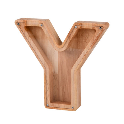 Wooden English Alphabet Piggy Bank Transparent Acrylic Piggy Bank