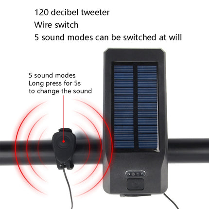 TG-ZX019 Solar Bicycle Headlight Flashlight Night Riding Strong Light USB Charging Rainproof Light - DealBuddy