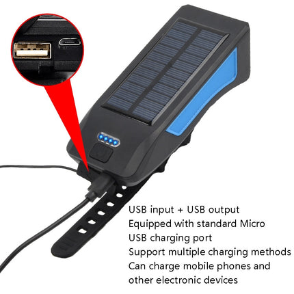 TG-ZX019 Solar Bicycle Headlight Flashlight Night Riding Strong Light USB Charging Rainproof Light - DealBuddy