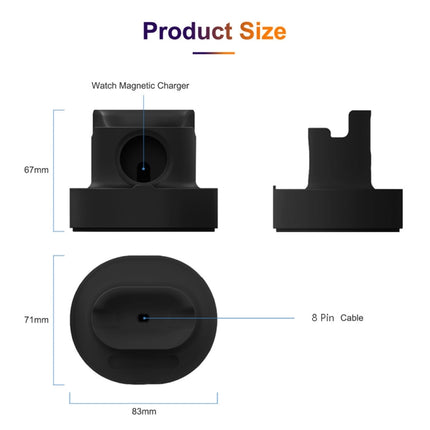 2 In 1 Smart Watch Charging Bracket Desktop Silicone Watch Charging Stand For Apple Watch, Black, White, Pink, Deep Blue, Grey - DealBuddy
