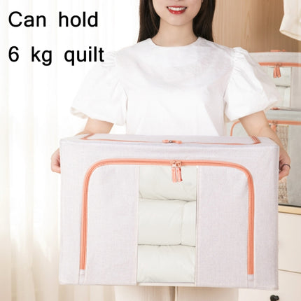 Fabric Steel Frame Quilt Clothing Storage Box Cotton Linen Storage Bag with Window
