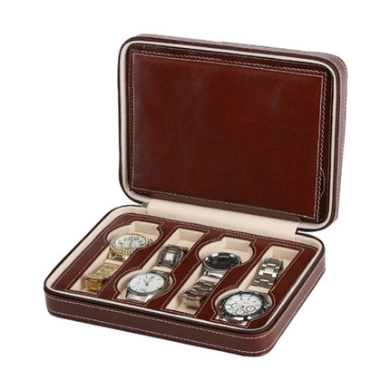 8-Digit Watch Storage Box Watch Display Box Portable Watch Travel Bag, 08 Watch Position Brown, 08 Watch Position Black - DealBuddy