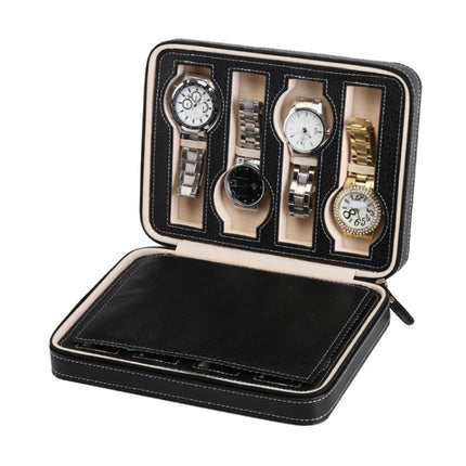 8-Digit Watch Storage Box Watch Display Box Portable Watch Travel Bag, 08 Watch Position Brown, 08 Watch Position Black - DealBuddy
