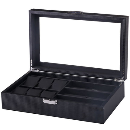 6+3 PU Watch Glasses Case Carbon Fiber PU Skin Watch Box Sunglasses Box, 6 + 3 Brown, 6 + 3 Black - DealBuddy