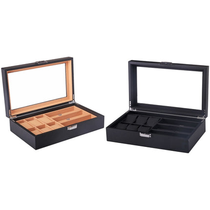 6+3 PU Watch Glasses Case Carbon Fiber PU Skin Watch Box Sunglasses Box, 6 + 3 Brown, 6 + 3 Black - DealBuddy