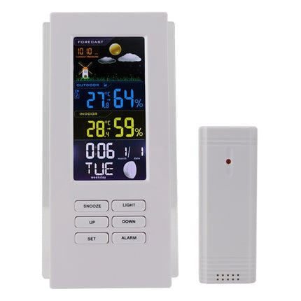 Wireless Colorful Screen Indoor And Outdoor Temperature Humidity Meter Barometer Smart Digital Electronic Clock With Backlight - DealBuddy