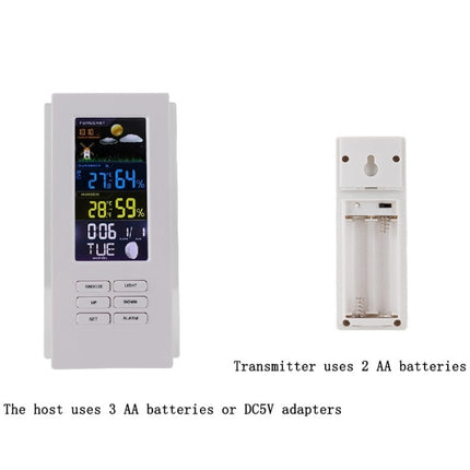 Wireless Colorful Screen Indoor And Outdoor Temperature Humidity Meter Barometer Smart Digital Electronic Clock With Backlight - DealBuddy