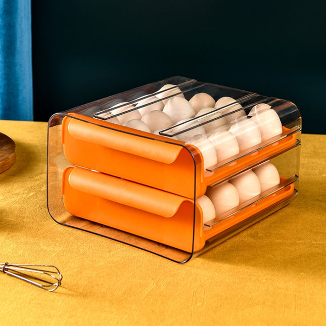 Household Double-Layer Drawer Type Egg Storage Sox, Orange, White, Gray - DealBuddy
