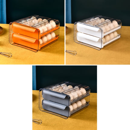 Household Double-Layer Drawer Type Egg Storage Sox, Orange, White, Gray - DealBuddy