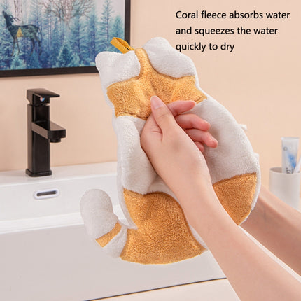 Home Kitchen Bathroom Cute Cat Hand Towel, Yellow, Grey - DealBuddy