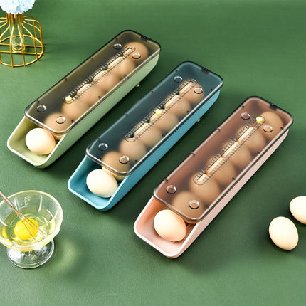 Automatically Fill The Egg Storage Box Refrigerator Fresh-Keeping Box, 1 Layers Green, 1 Layers  Blue, 1 Layers Pink - DealBuddy