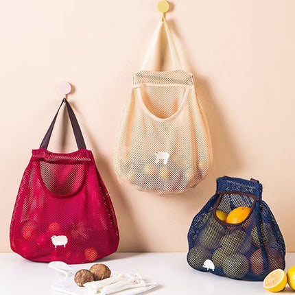 yq007 Kitchen Multi-Function Wall Hanging Fruits And Vegetables Storage Bags Portable Hollow Mesh Bag