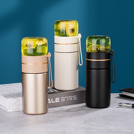 739 316 Stainless Steel Tea Glass Thermos Cup, White, Black, Gold - DealBuddy