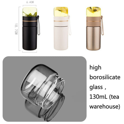 739 316 Stainless Steel Tea Glass Thermos Cup, White, Black, Gold - DealBuddy