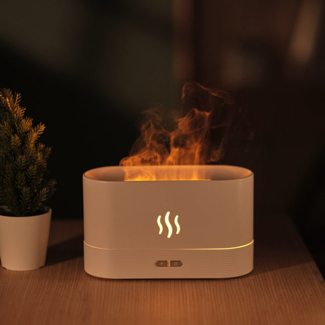 Flame Aroma Diffuser Night Light Humidifier, Monochrome(White), Monochrome(Black) - DealBuddy