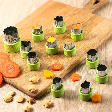 0-98 12 in 1 Kitchen Stainless Steel Flower Cutter, Green, Purple - DealBuddy