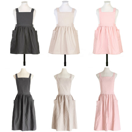 Cotton And Linen Parent-Child Painting Apron Baking Coffee Work Clothes,Size: