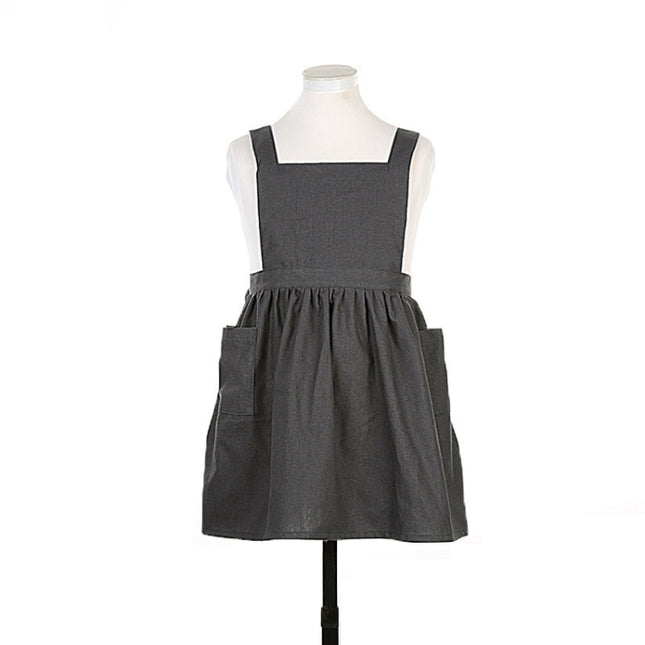 Cotton And Linen Parent-Child Painting Apron Baking Coffee Work Clothes,Size:, Childrens (Gray), Childrens (Oats), Adults (Gray), Adults (oat), Adult ( Pink) - DealBuddy