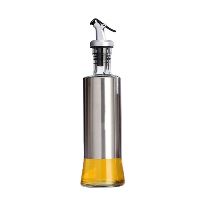 Stainless Steel Glass Oil Bottle Kitchen Pressed Seasoning Bottle, 200ml, 300ml, 500ml - DealBuddy