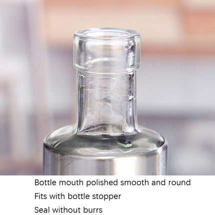 Stainless Steel Glass Oil Bottle Kitchen Pressed Seasoning Bottle