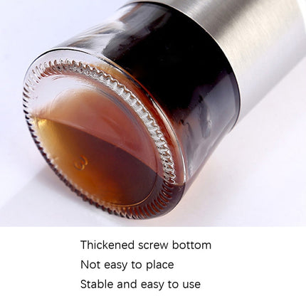 Stainless Steel Glass Oil Bottle Kitchen Pressed Seasoning Bottle, 200ml, 300ml, 500ml - DealBuddy