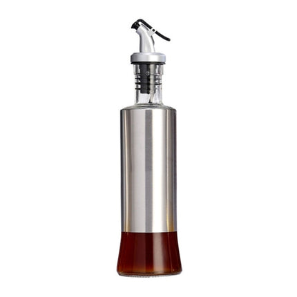 Stainless Steel Glass Oil Bottle Kitchen Pressed Seasoning Bottle, 200ml, 300ml, 500ml - DealBuddy