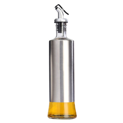 Stainless Steel Glass Oil Bottle Kitchen Pressed Seasoning Bottle, 200ml, 300ml, 500ml - DealBuddy
