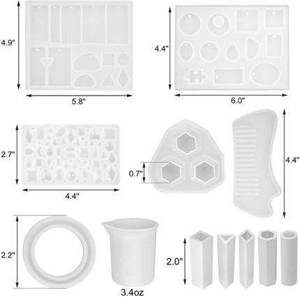 129 In 1 Time Gem Necklace Pendant Crystal Epoxy Resin Silicone Mold Set